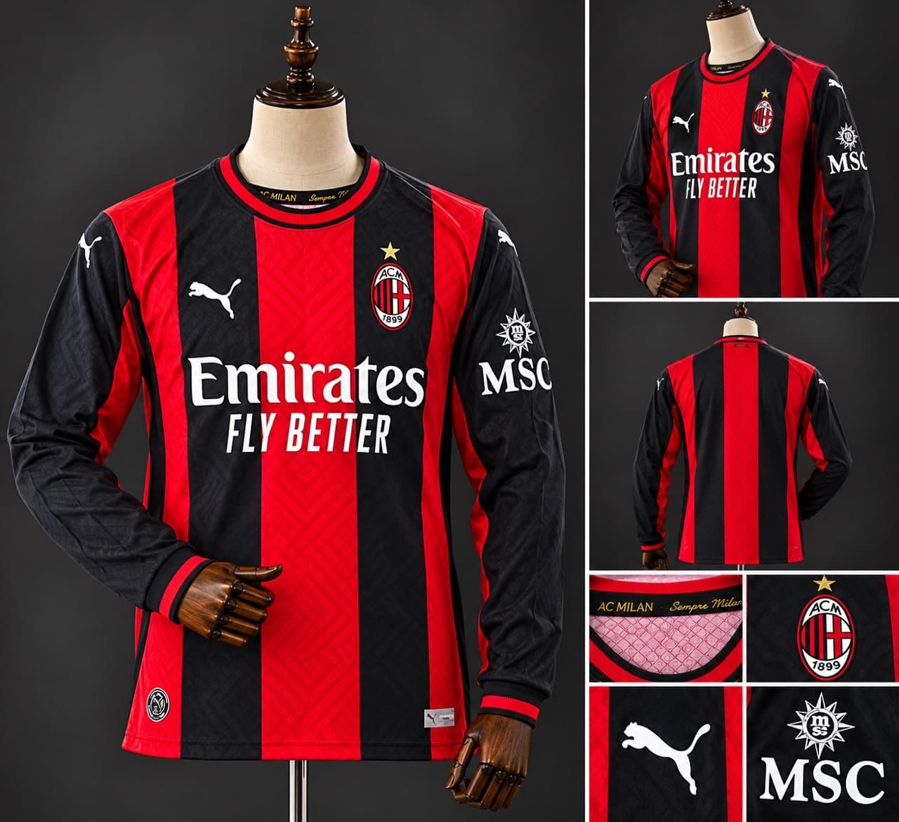 maillot manches longues ac milan domicile 2026/27
